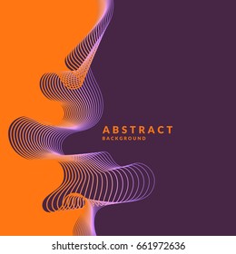 Abstract background with dynamic linear waves. Vector illustration in flat minimalistic style