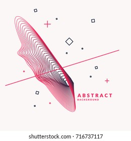 Abstract background with dynamic linear waves. Vector illustration in flat minimalistic style