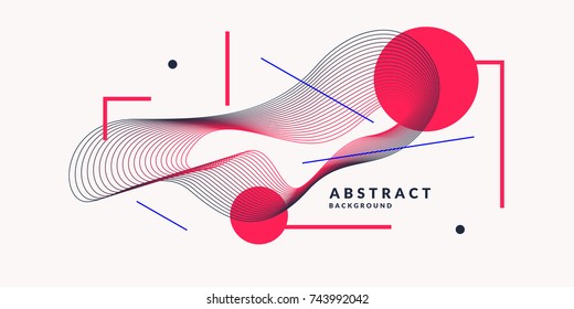 Abstract background with dynamic linear waves. Vector illustration in flat minimalistic style