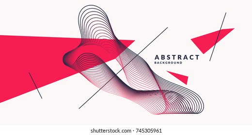 Abstract background with dynamic linear waves. Vector illustration in flat minimalistic style