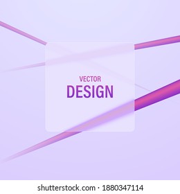 Abstract background of dynamic lines and frosted glass transparent frame for text. Vector illustration.