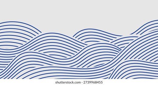 Abstract background with dynamic and modern water wave line pattern decoration. Minimalist design with Japanese water wave concept. Vector illustration VOL. 2