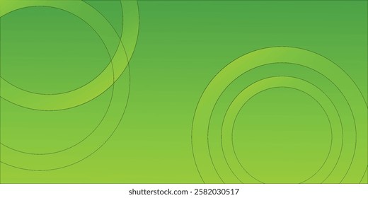 Abstract background of dynamic overlapping green circles in gradient design. vector