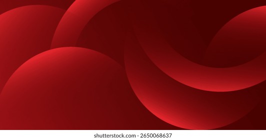 Abstract background of dynamic overlapping red circles in gradient design. Vector Illustration