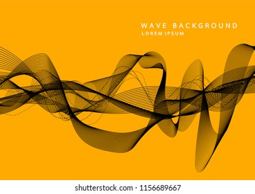 Abstract background with dynamic particle sound waves. Wave of musical soundtrack for record. Vector illustration