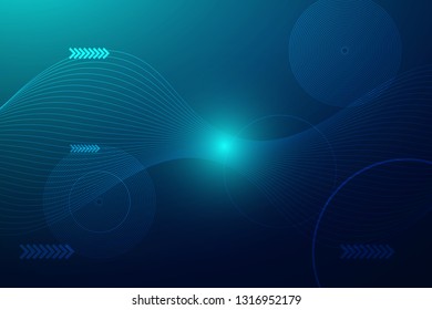 Abstract background with dynamic particle sound waves. Wave of musical soundtrack for record. Vector illustration