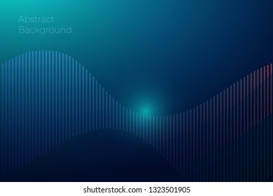 Abstract background with dynamic particle sound waves, Vector illustration