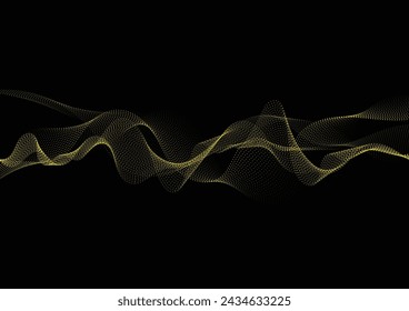 Abstract background with dynamic particle sound waves. Wave of musical soundtrack for record. Vector illustration
