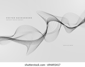 Abstract Background with Dynamic Particle water waves, black and white