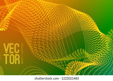 Abstract background with dynamic particle waves. Vector illustration
