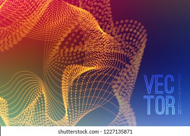 Abstract background with dynamic particle waves. Vector illustration