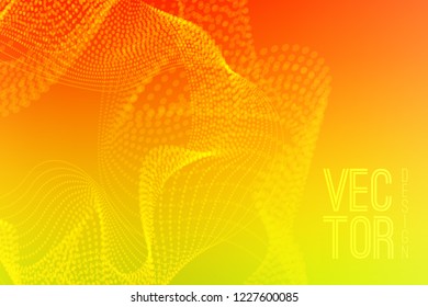 Abstract background with dynamic particle waves. Vector illustration
