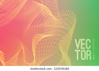 Abstract background with dynamic particle waves. Vector illustration