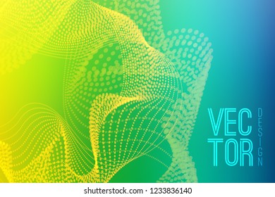 Abstract background with dynamic particle waves. Vector illustration