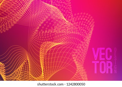 Abstract background with dynamic particle waves. Vector illustration