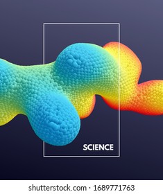 Abstract background with dynamic particles. 3d vector illustration for science or design.
