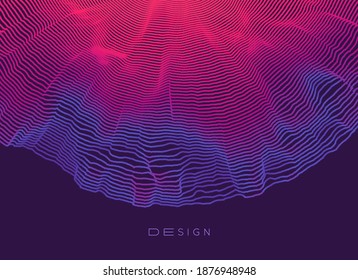 Abstract background with dynamic particles. Circular grid pattern. 3d vector illustration for business, science or technology.