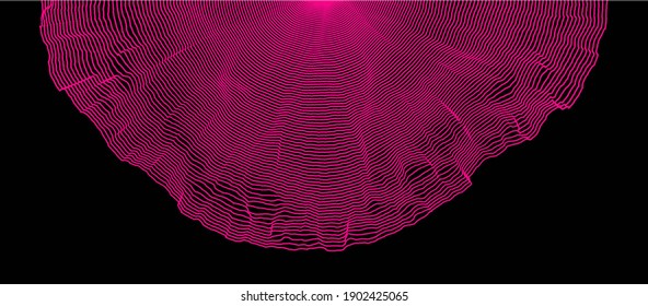 Abstract background with dynamic particles. Circular grid pattern. 3d vector illustration for business, science or technology.