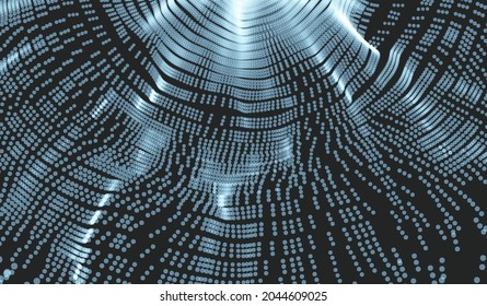 Abstract background with dynamic particles. Circular grid pattern. 3d vector illustration for business, science or technology.