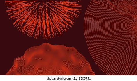 Abstract background with dynamic particles. Circular grid pattern. 3d abstract sphere. Array with dynamic particles. Sound wave. Big data visualization. Vector illustration for science or technology.