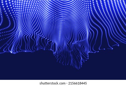 Abstract background with dynamic particles. Circular grid pattern. 3d vector illustration for business, science or technology.