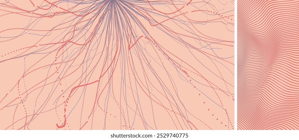 Fondo Abstractas con partículas dinámicas. Punto de explosión. Matriz con partículas emitidas dinámicas. Textura. Ilustración vectorial 3D para negocios, ciencia o tecnología.