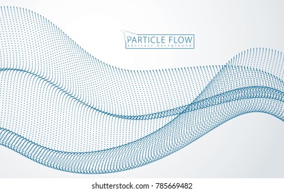 Abstract background with dynamic particles sound wave. Vector abstract grey background. Mesh of blurred dots, beautiful illustration.

