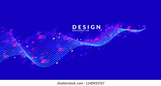 Abstract background with dynamic particles. Vector template for design.