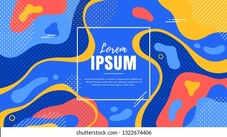 Abstract background with dynamic shapes and space for text. Vector banner template in trendy style.