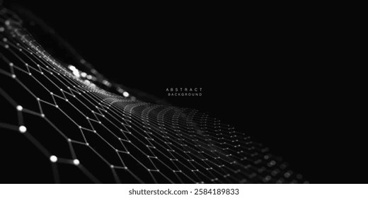 Abstract background with dynamic wave. Big data visualization. Technology background. 3D rendering