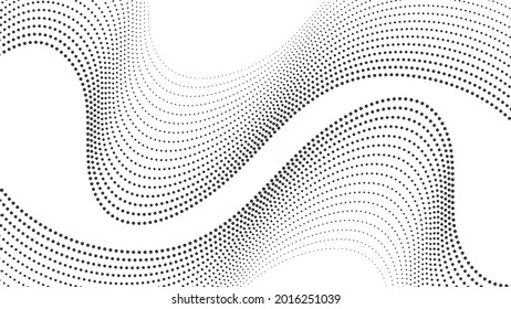 Abstract background with dynamic wave. Dots wavy shape. Vector illustration