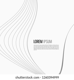 Abstract background with a dynamic wave. Gray lines on bright background.