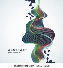 Abstract background with a dynamic waves, lines and splashes in a bright colorful style on light background.