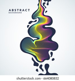 Abstract background with a dynamic waves, lines and splashes in a bright colorful style on light background.
