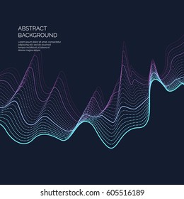 Abstract background with a dynamic waves and particles. Vector illustration.