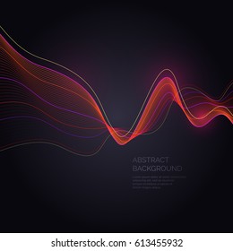 Abstract background with a dynamic waves and particles. Vector illustration.