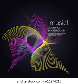 Abstract background with a dynamic waves and particles. Vector illustration.