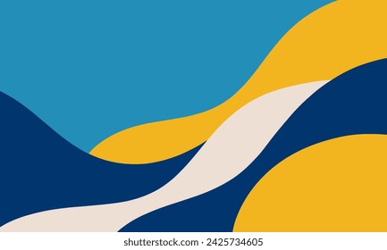 Abstract background with dynamic waves in vibrant blue and yellow hues - Vector, eps10