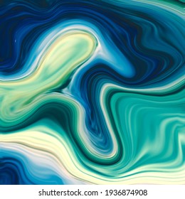 Abstract background effect of multicolored marble texture. Blue-green. Vector illustration. Flowing liquid paint art. Modern digital inkscape. For design cover, invitation, flyer, poster, packaging 