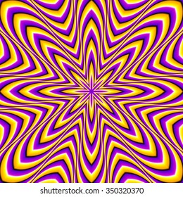 Abstract background with eight-pointed yellow star (optical expansion illusion)