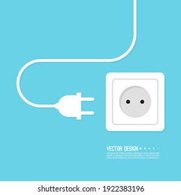 Abstract background with electric plug, wire and wall socket. Vector illustration concept of power outage, disconnect.