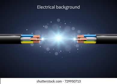 Abstract background with electrical cables, vector illustration