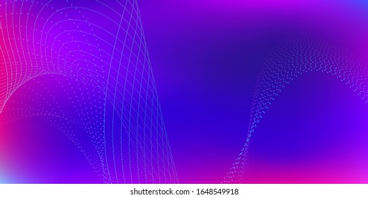Abstract Background Electricity. Motion Vector Illustration. Abstract Blue, Rose Waves on the Light. Vector Digital Futuristic.