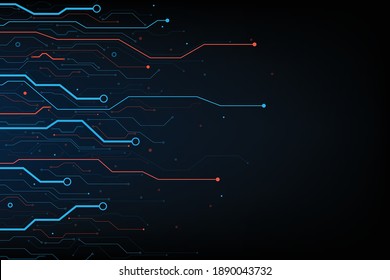 Abstract background electronic printed circuit board,  with connection line and dot element on the dark background, for futuristic and network concept, vector illustration