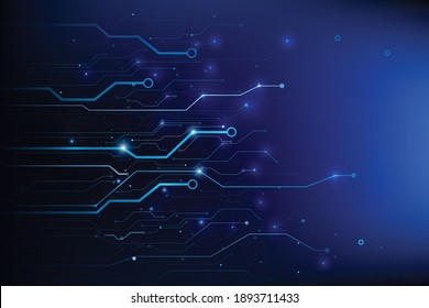 Abstract background electronic printed circuit board,  with connection line and dot element on the dark background, for futuristic and network concept, vector illustration