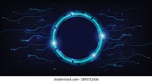 Abstract background electronic printed circuit board,  with connection line and dot element on the dark background, for futuristic and network concept, vector illustration