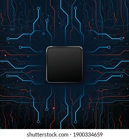Abstract background electronic printed circuit board,  with connection line and dot element on the dark background, for futuristic and network concept, vector illustration