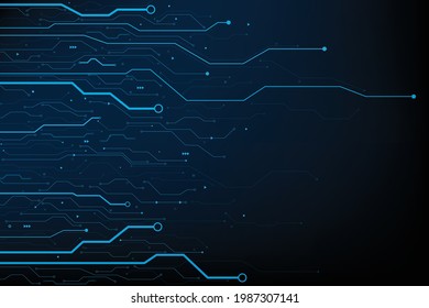 Abstract background electronic printed circuit board,  with connection line and dot element on the dark background, for futuristic and network concept, vector illustration