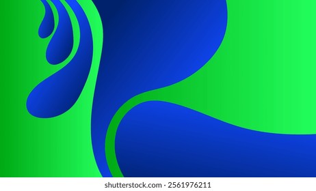 ABSTRACT BACKGROUND ELEGANT BLUE GREEN GRADIENT SMOOTH LIQUID COLORFUL DESIGN WITH HAND DRAWN SHAPES VECTOR TEMPLATE GOOD FOR MODERN WEBSITE, WALLPAPER, COVER DESIGN 
