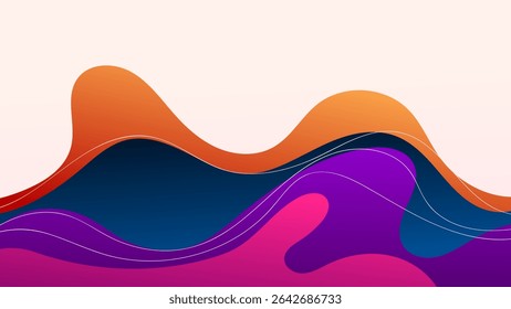 FONDO Abstractas ELEGANTE AZUL ROSA PÚRPURA NARANJA GRADIENTE DE MALLA LÍQUIDO LISO COLORIDO CON FORMAS DIBUJADAS A MANO DISEÑO PLANTILLA DE VECTOR BUENO PARA EL SITIO WEB MODERNO, FONDO DE PANTALLA, DISEÑO DE CUBIERTA 